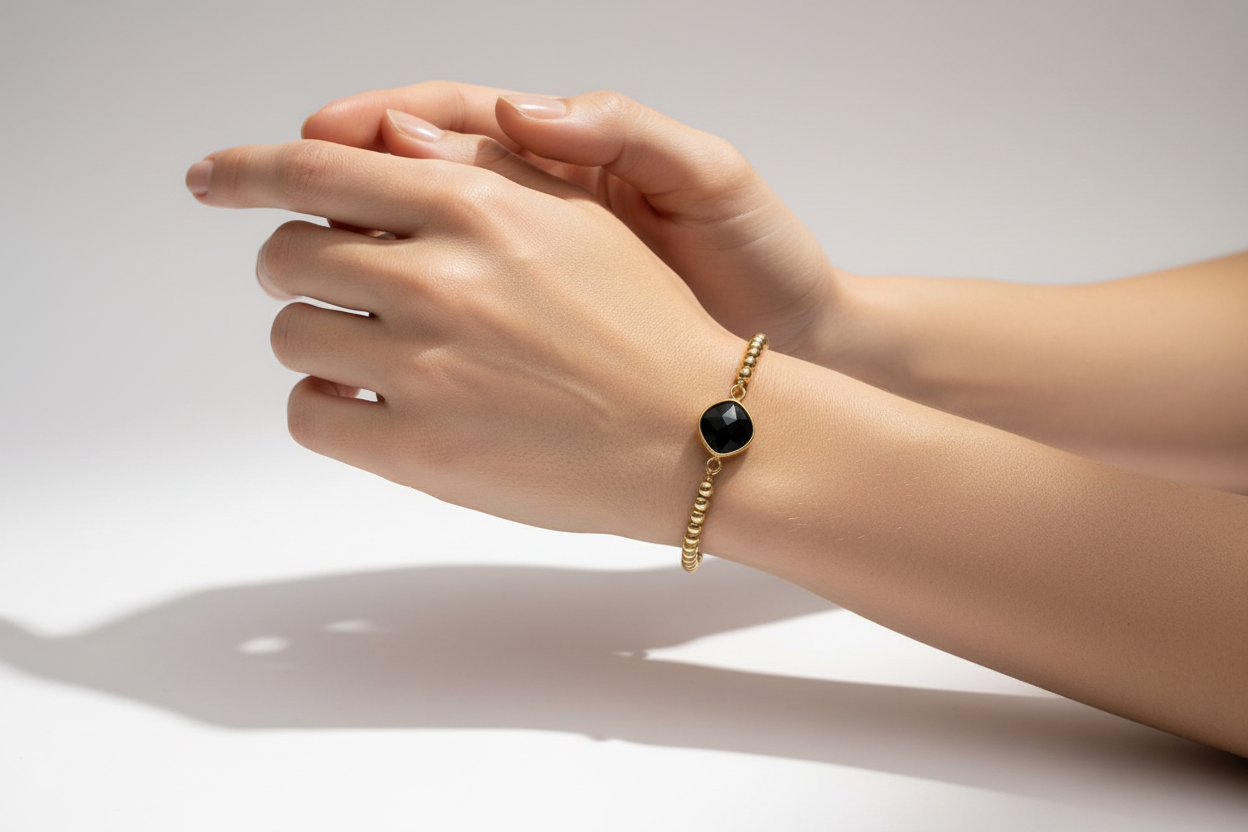 Black onyx stack bracelet