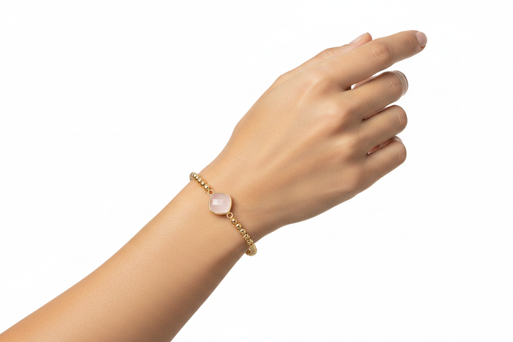Rose quartz stack bracelet