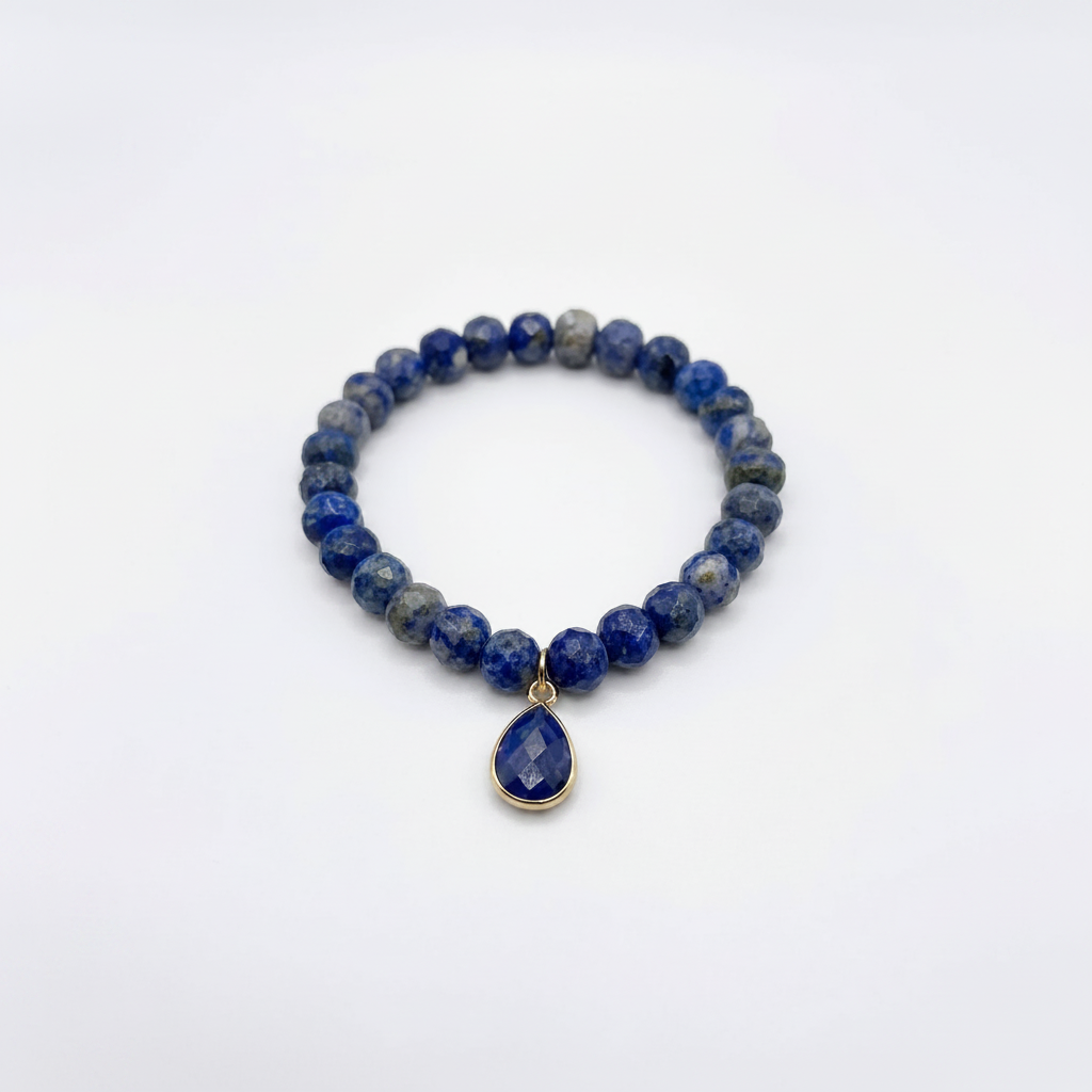 Lapis Lazuli Bracelet with gold teardrop charm