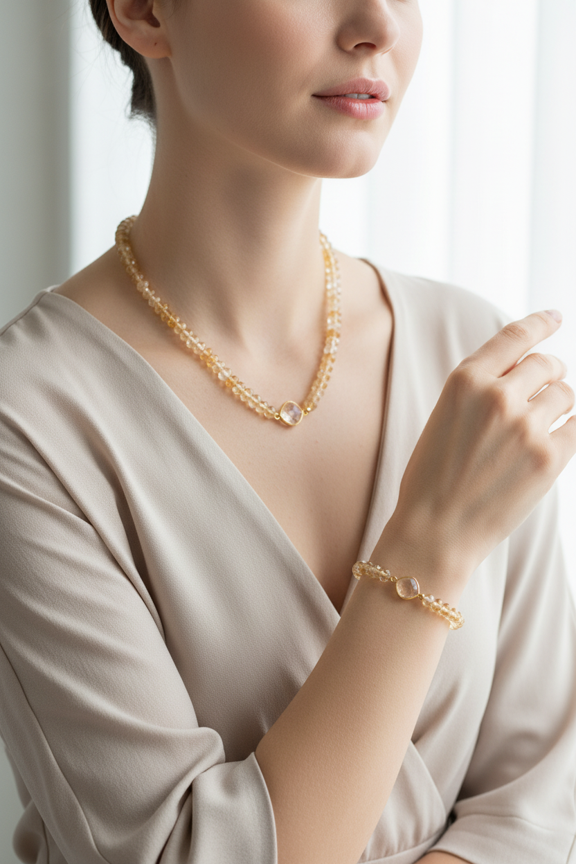 Ray of Sunshine Set — Citrine Necklace & Bracelet
